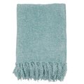 Saro Lifestyle SARO TH110.A5060 50 x 60 in. Oblong Aqua Chenille Throw with Fringed Edge TH110.A5060